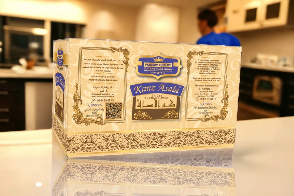 Arrière du coffret Kanz Asala, ingrédients et conseils